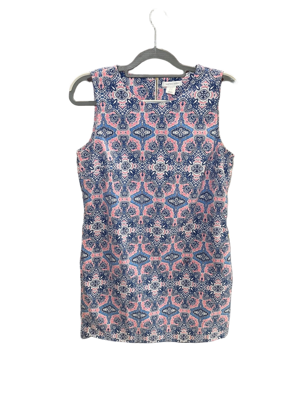 Tabitha Webb Sleeveless Pink & Navy Printed Shift Dress